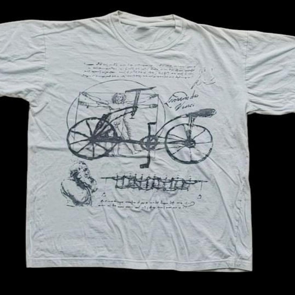 Vintage Leonardo Da Vinci Mona Lisa Tourist Tee Y2K Art T-Shirt Black Large